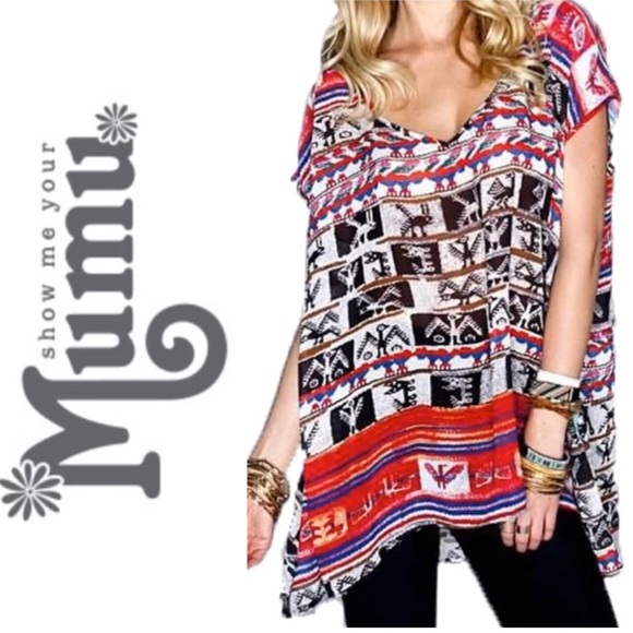 Show Me Your MuMu Tops - Show Me Your MuMu Tribal Print Draped Blouse